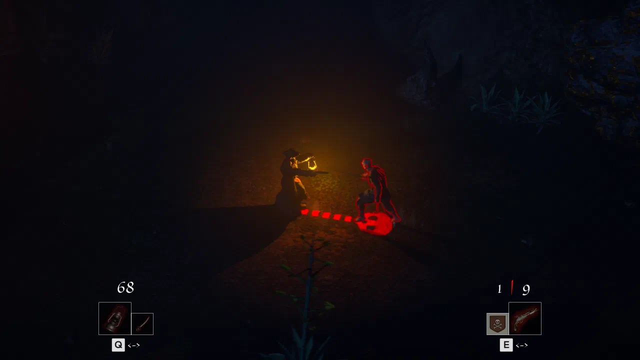 Jago aiming at an enemy in a dark cavern