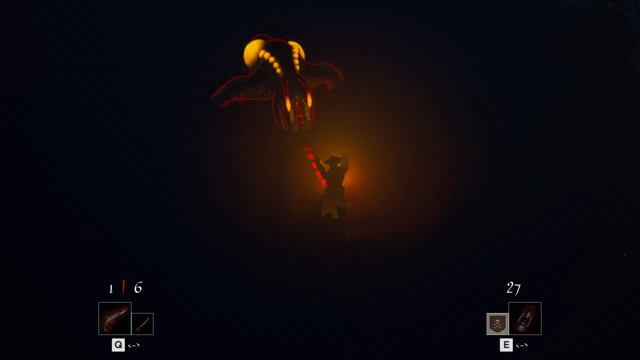 A glowing tentacled creature looming over Jago in the darkness